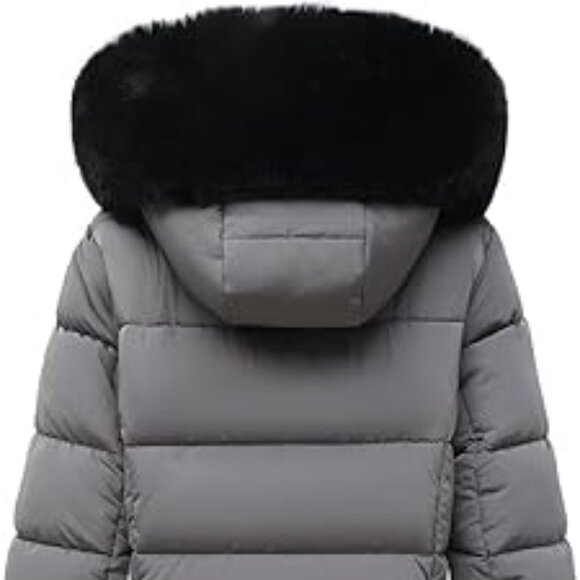 Women Waterproof Long Winter Coat Thickened Dark Grey Alternative Puffer Jacket - Picture 2 of 5